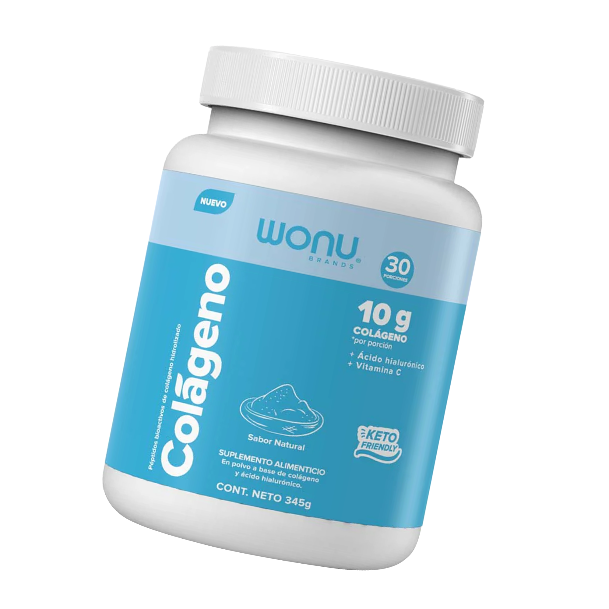 Colágeno Hidrolizado Natural - 10g de Colágeno con Ácido Hialurónico y Vitamina C