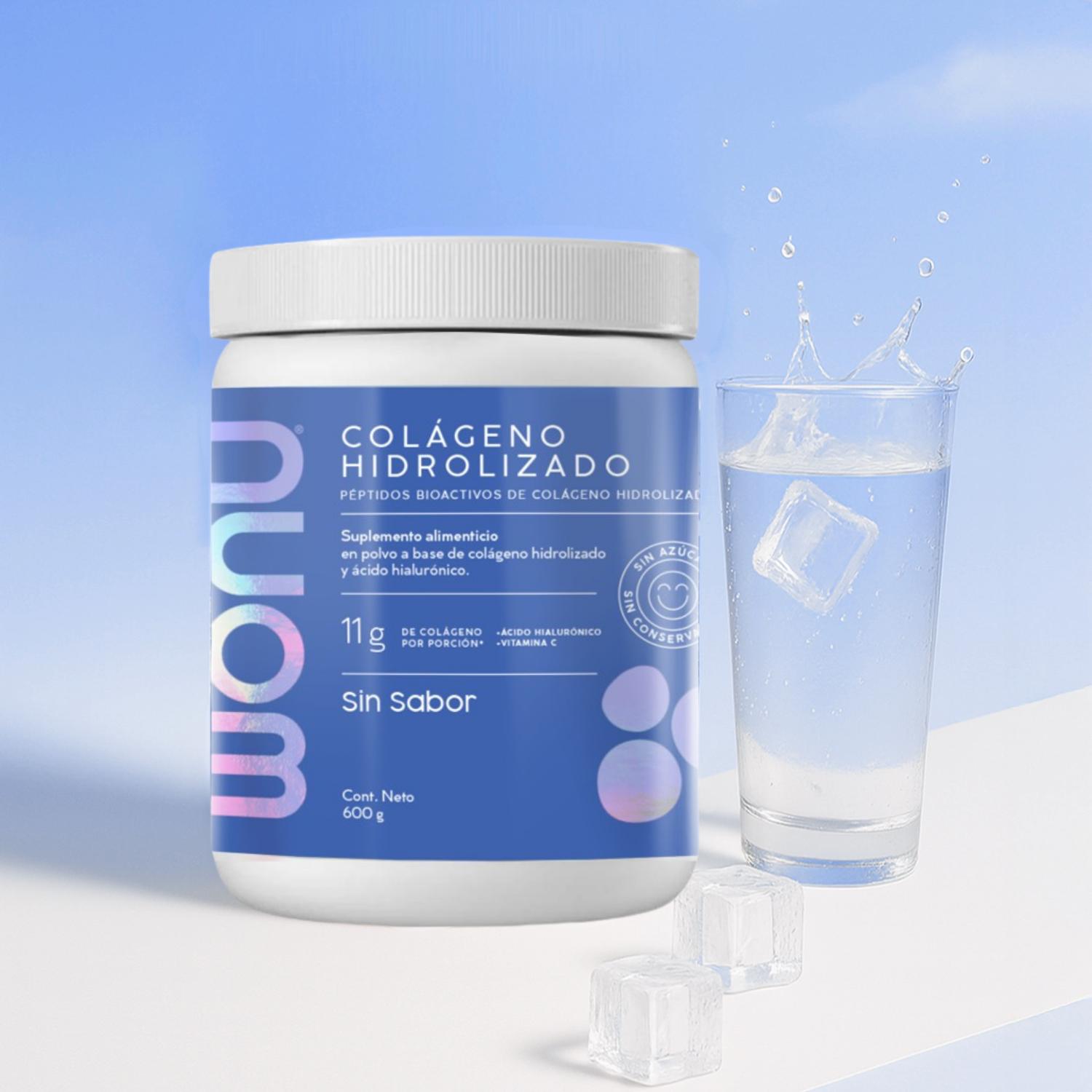 Colágeno Hidrolizado Natural - 11g de Colágeno con Ácido Hialurónico y Vitamina C