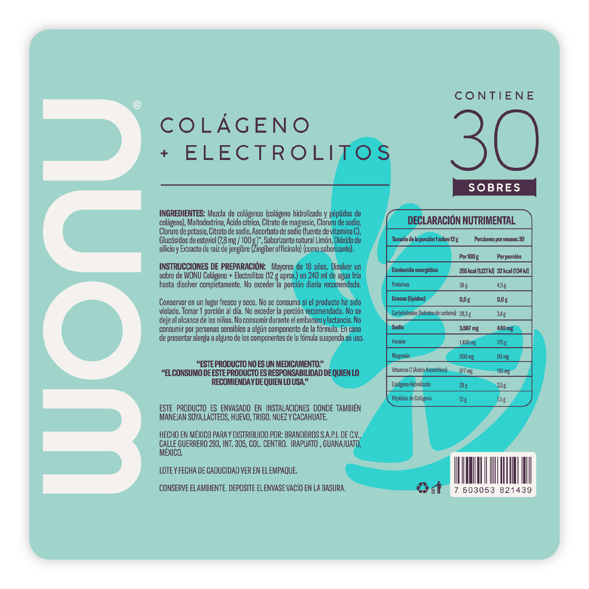 Colágeno + Electrolitos Limón Jengibre
