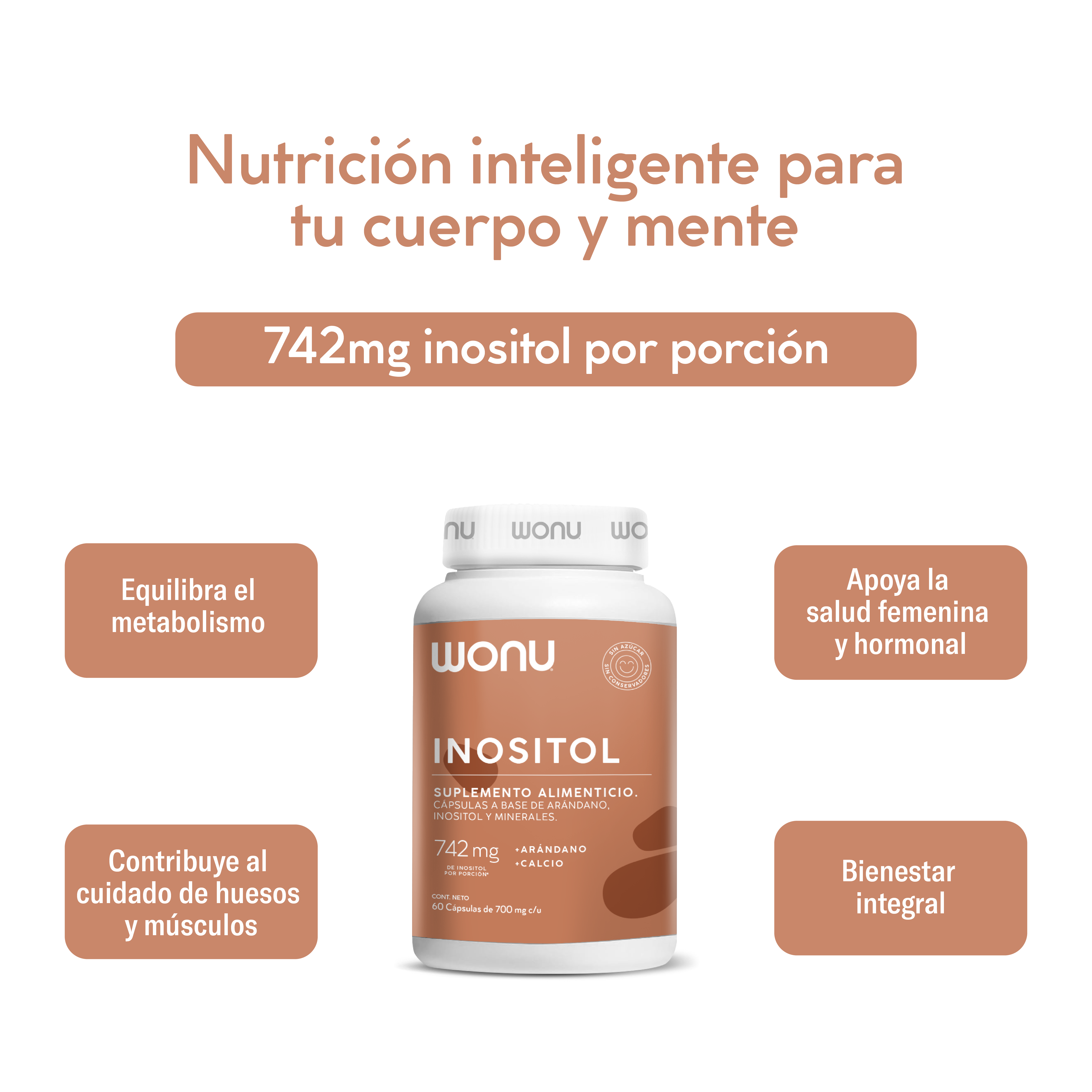 Inositol Wonu 742 mg - Equilibrio y energía diaria, con arándano y minerales