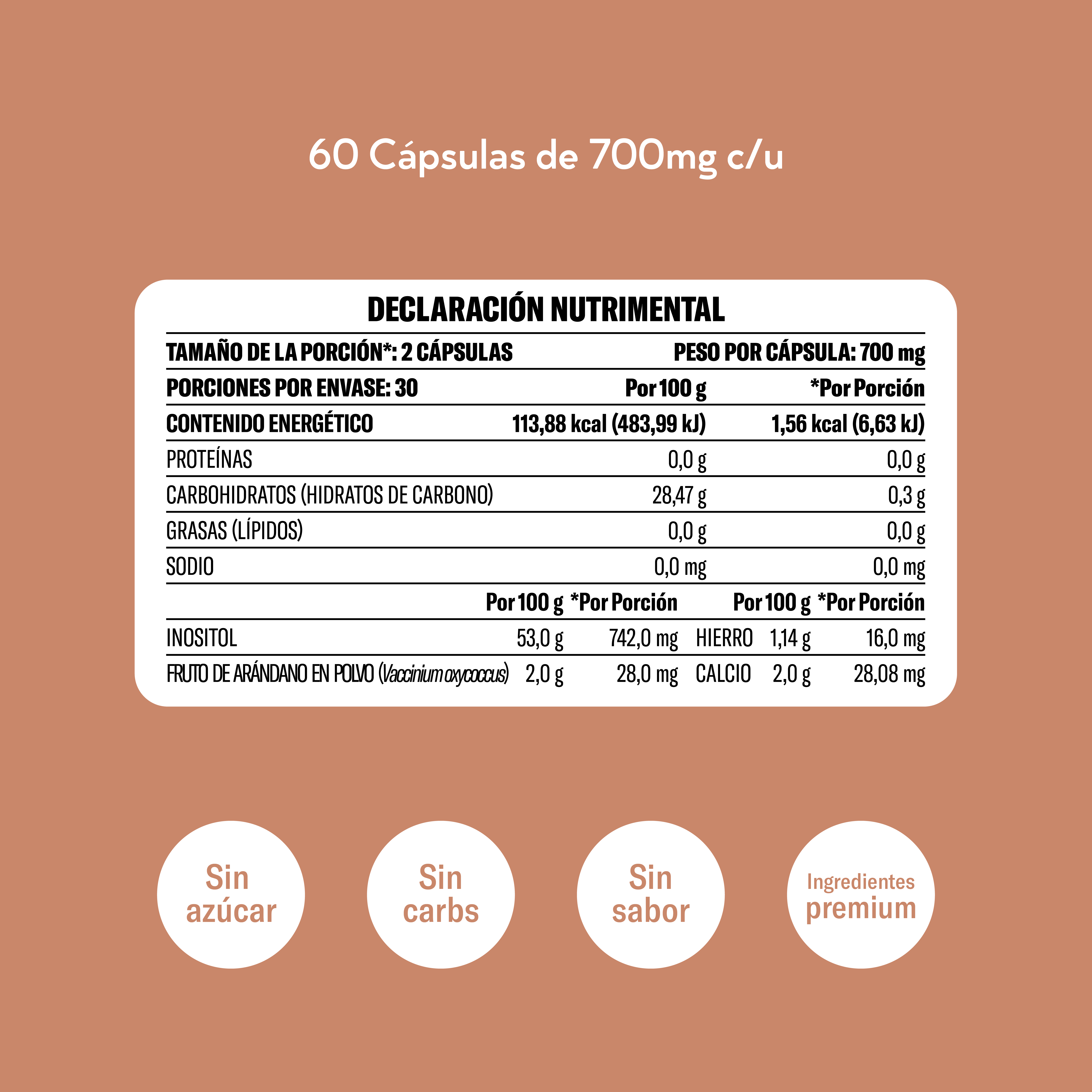 Inositol Wonu 742 mg - Equilibrio y energía diaria, con arándano y minerales