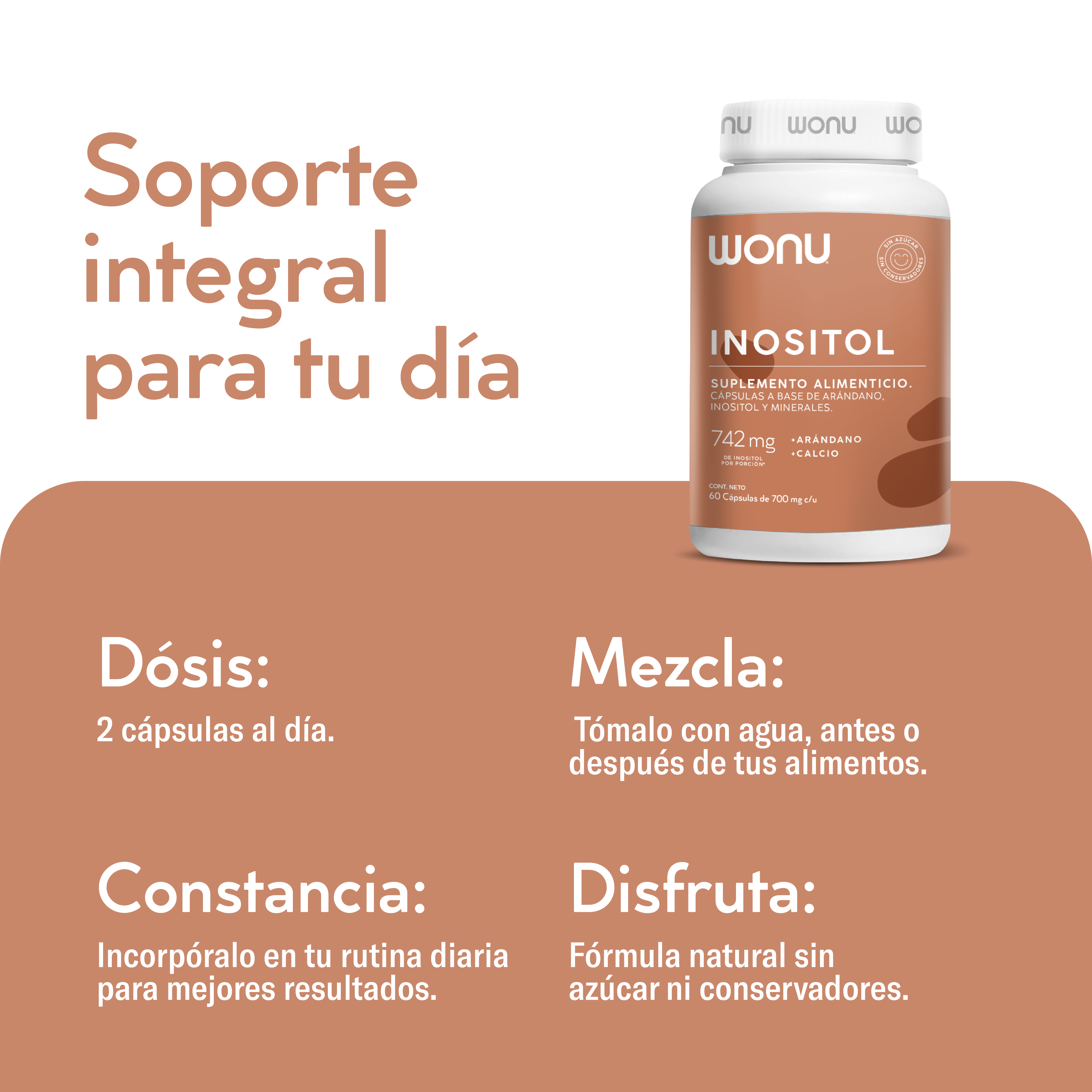 Inositol Wonu 742 mg - Equilibrio y energía diaria, con arándano y minerales